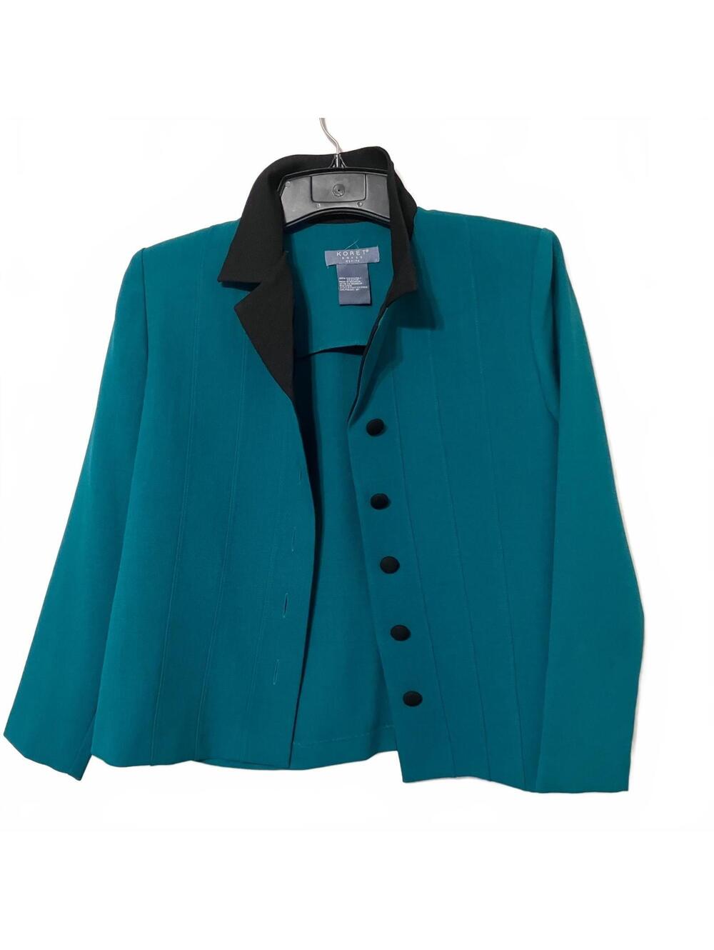 Koret Teal Tailored Preppy Career Office Wear Button-Up Blazer Jacket 8 Petite